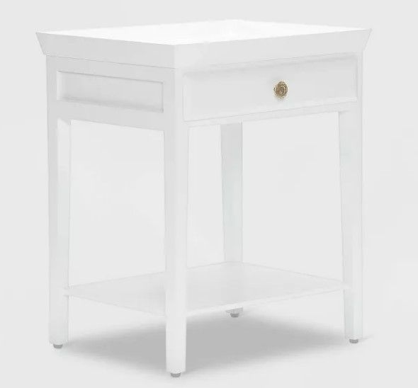 Photo 1 of Finch Hampton 2-Tier Bedside Table with Drawer Solid Wood Side End Accent Nightstand for Small Bedroom Fully Assembled, White NEW 
  