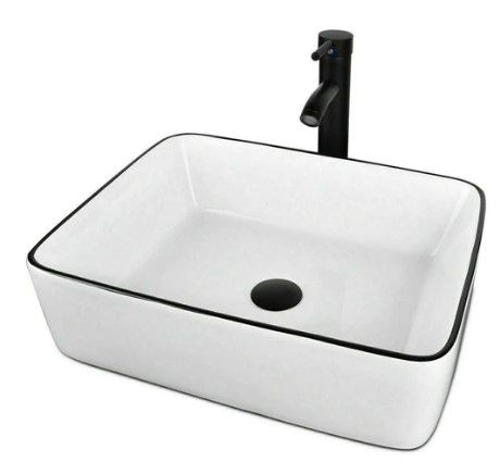 Photo 1 of White Rectangular Ceramic Vessel Sink NEW 