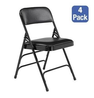 Photo 1 of SmartFold All-Steel Folding Chair, 4-Pack, Leather padded Seat  Black NEW 