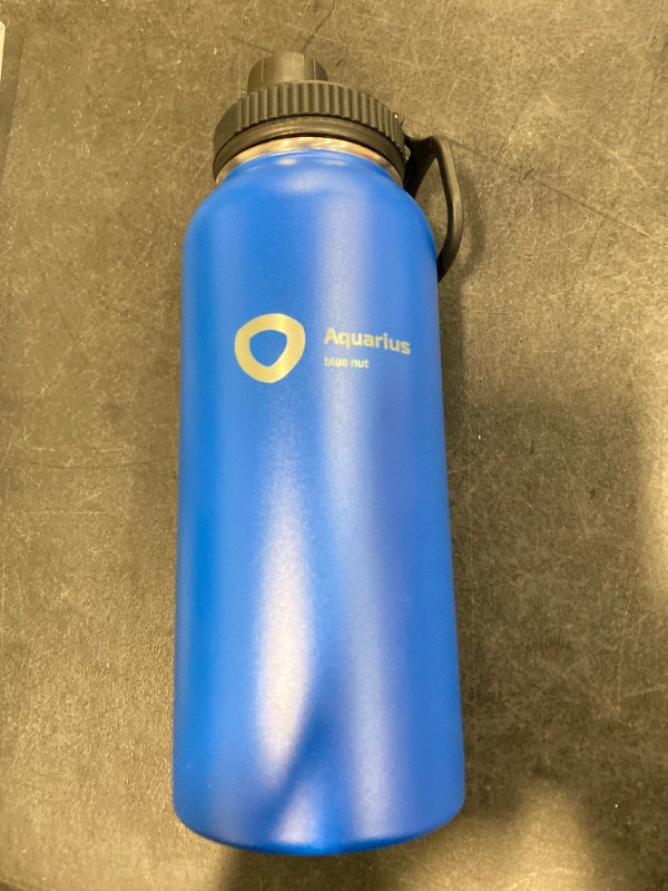 Photo 2 of Aquarius Water Bottle 2 Lids Service, Premium Stainless Steel(Blue 32oz)Reusable, Double Wall Insulated, Hot & Cold NEW 
