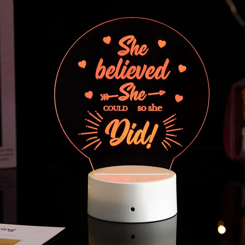 Photo 1 of Zhengmy Inspirational Lamp Gifts for Women She Believed She Could So She Did Night Light New Job Congratulations Gifts Funny Birthday Gifts Motivational Gifts for Friends Coworkers Daughter Girls NEW
