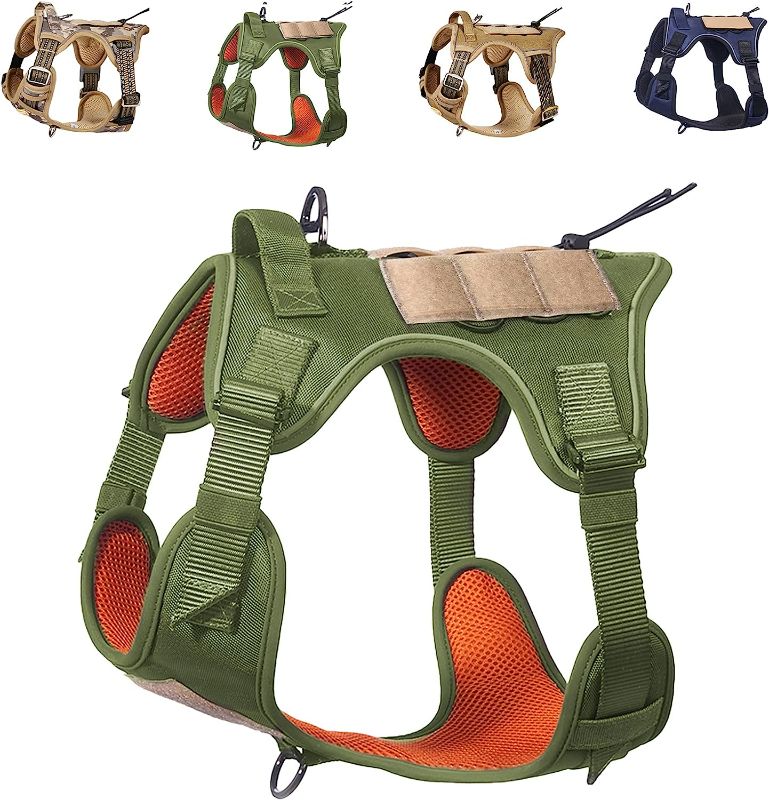 Photo 1 of PETAGE Tactical Car Dog Harness No Pull,Reflective Military Dog Harness,for Service Dog Harness Including Seat Belt, Adjustable Working Pet Harness for Large NEW
