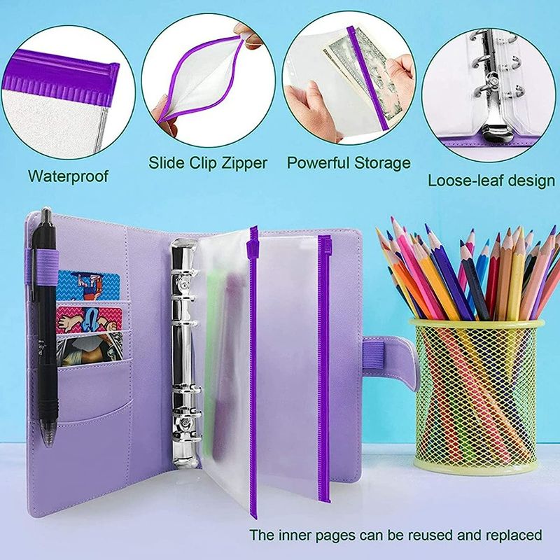 Photo 2 of FECAMOS A6 Binder Book, Binder Planner Loose Leaf Rings Soft Waterproof Portable Practical for Travel(Purple) NEW