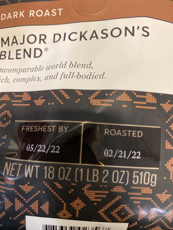 Photo 4 of Peet's Coffee, Dark Roast Ground Coffee - Major Dickason's Blend 18 Ounce Bag Major Dickason's 18 Ounce (Pack of 1),Peet's Coffee Single Origin Brazil, Medium Roast Ground Coffee, 18 oz Bag NEW