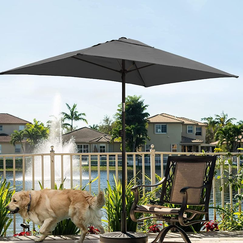 Photo 1 of Rectangular Patio Umbrellas Outdoor Table Umbrella Steel Pole and Fiberglass Ribs Push Button Tilt,Grey