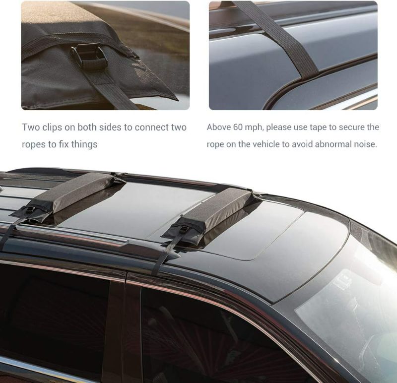 Photo 2 of MICTUNING 2Pcs Universal Roof Rack Pads for Canoe Kayak Paddleboard Surfboard Snowboard Roof Lightweight Soft Roof Top Rack Pads with Storage Bag NEW
