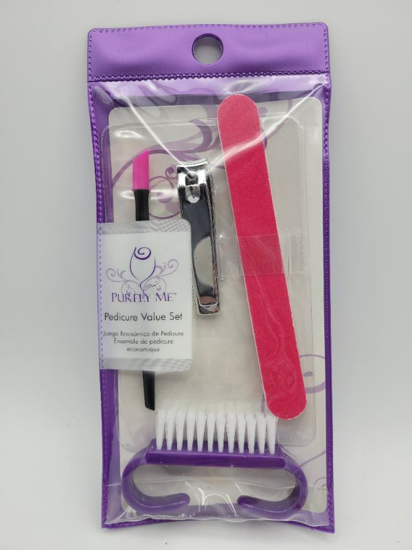 Photo 1 of (2 Pack) Purely Me Pedicure Value Set 4pcs Nail Clipper, Salon File, Cuticle Pusher, Nail Brush NEW 