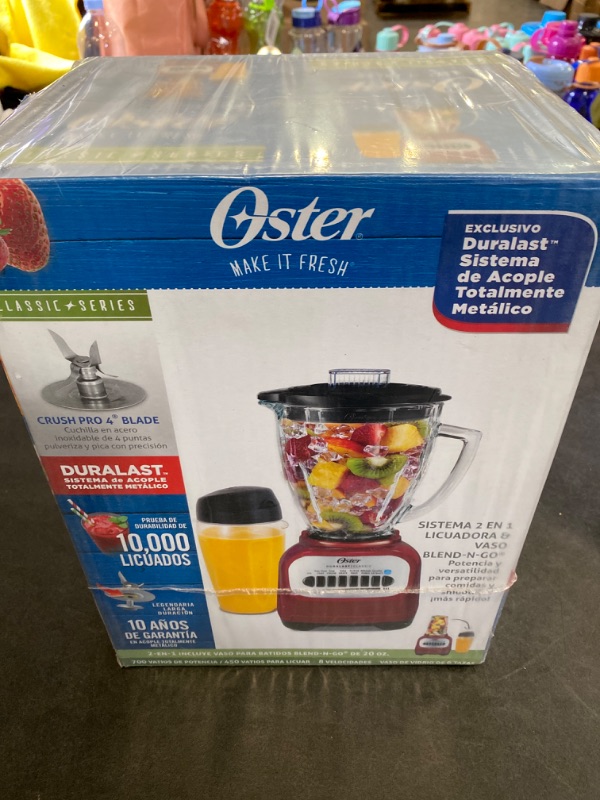 Photo 2 of Oster Classic Series Blender with Travel Smoothie Cup - Red NEW 