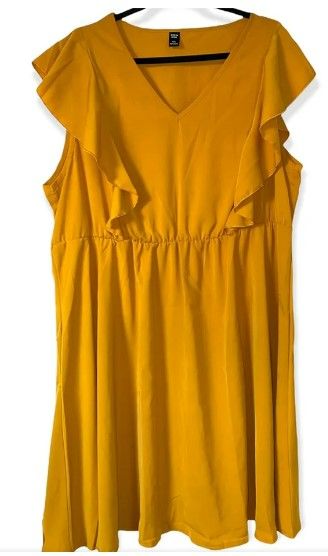 Photo 1 of WOMEN CURVE Yellow Flutter Sleeveless Midi Dress Plus Size 4XL NEW 