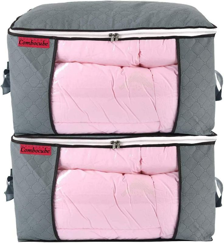 Photo 1 of BLUE BEAR 2 PACK SEE PHOTO Lifewit Large Capacity Clothes Storage Bag Organizer with Reinforced Handle Thick Fabric for Comforters, Blankets, Bedding, Foldable with Sturdy Zipper, Clear Window,  Pack, 90L, NEW 