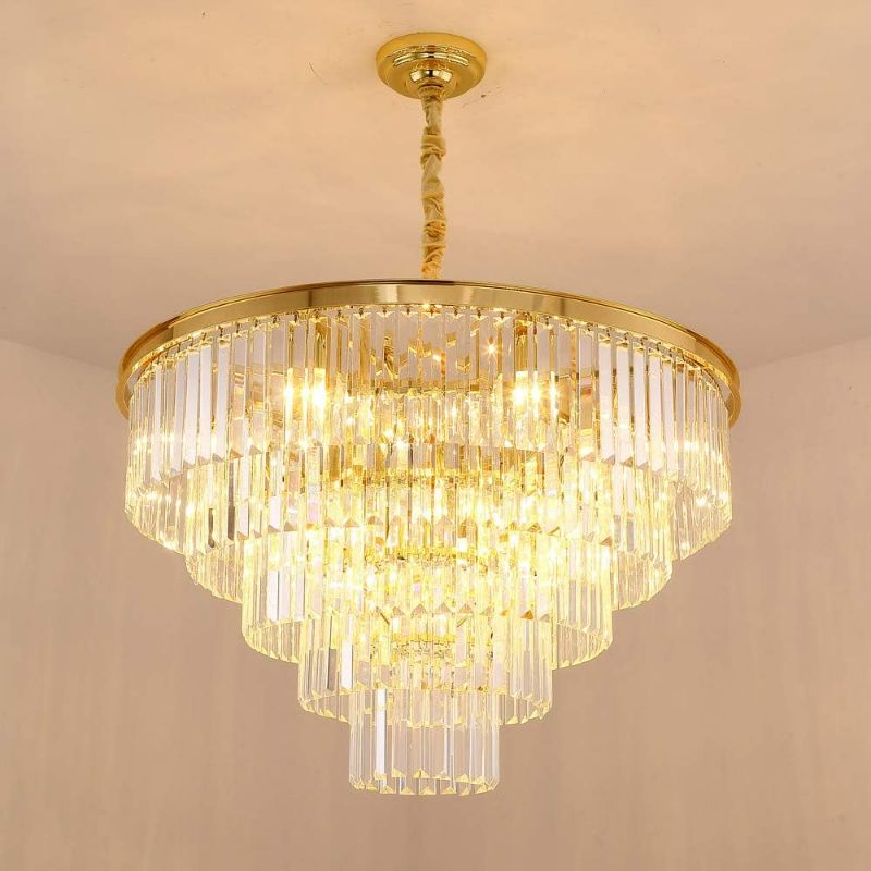 Photo 1 of MEELIGHTING Gold Plated Modern Crystal Chandeliers Lighting Contemporary Pendant Chandelier Ceiling Lamp Lights Fixture 5-Tier (16 Lights) for Dining Room Living Room Hotel NEW