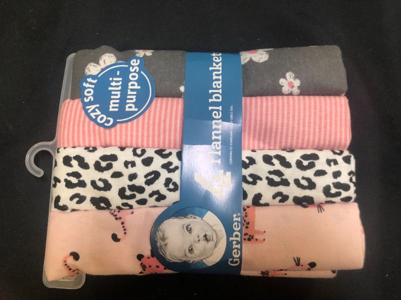 Photo 3 of Gerber Baby 4-Pack Flannel Receiving Blanket, Leopard Off White, One Size
