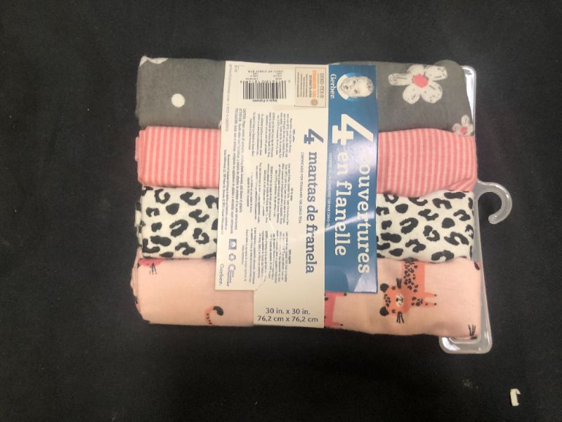 Photo 2 of Gerber Baby 4-Pack Flannel Receiving Blanket, Leopard Off White, One Size
