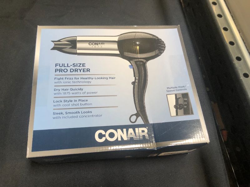 Photo 4 of Conair 1875 Watt Full Size Pro Hair Dryer with Ionic Conditioning , Black / Chrome, 1 Count

