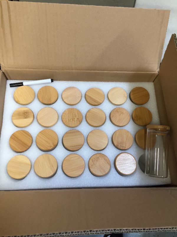 Photo 4 of 24 Glass Spice Jars with Bamboo Airtight Lids, 400 Spice Labels, Funnel and Chalk Marker Set- Churboro Spice Containers, 4 OZ Glass Storage Jars.
