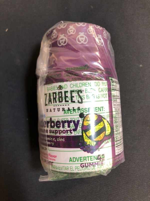 Photo 2 of Zarbee'S Elderberry Gummies For Kids, Immune Support With Vit C & Zinc, Daily Childrens Vitamins Gummy, Natural Berry Flavor, 42 Count
EXP 07-2022