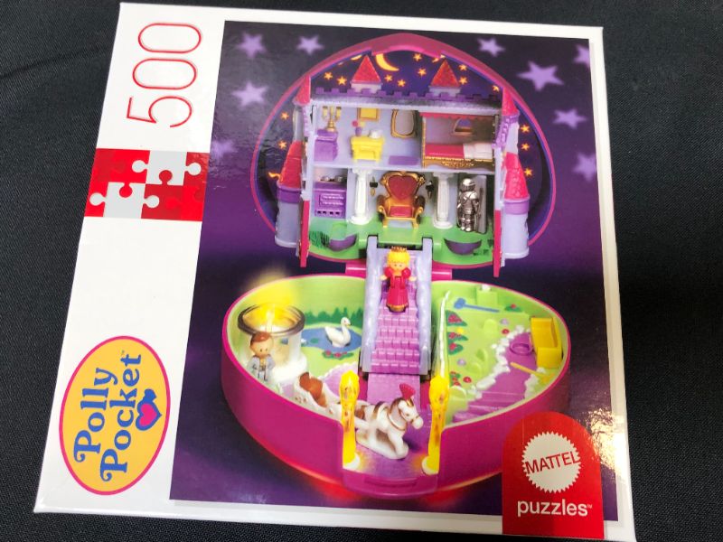 Photo 2 of Polly Pocket Mattel Jigsaw Puzzle with 500 Interlocking Pieces & Mini-Poster, Image of Micro Doll Playset, Gift for Collectors & Kids Ages 8 Years Old & Up
