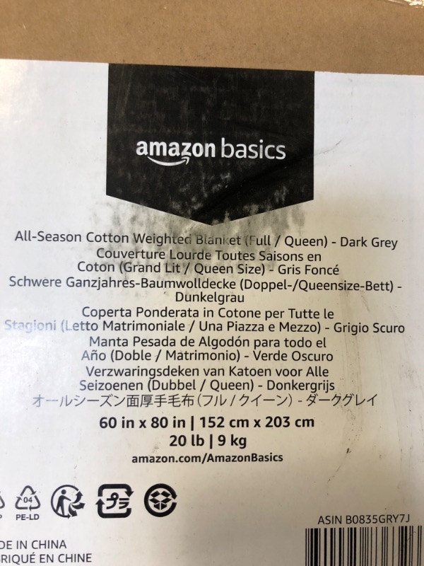 Photo 3 of amazon basics All-Season  Weighted Blanket  - Dark Grey, 20-Pound, 60 inch x 80 inch (Full/Queen)****Factory Sealed****