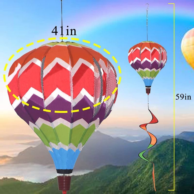 Photo 1 of Giant Rainbow Hot Air Balloon Garden Wind Spinners  59" L 2Pack 
