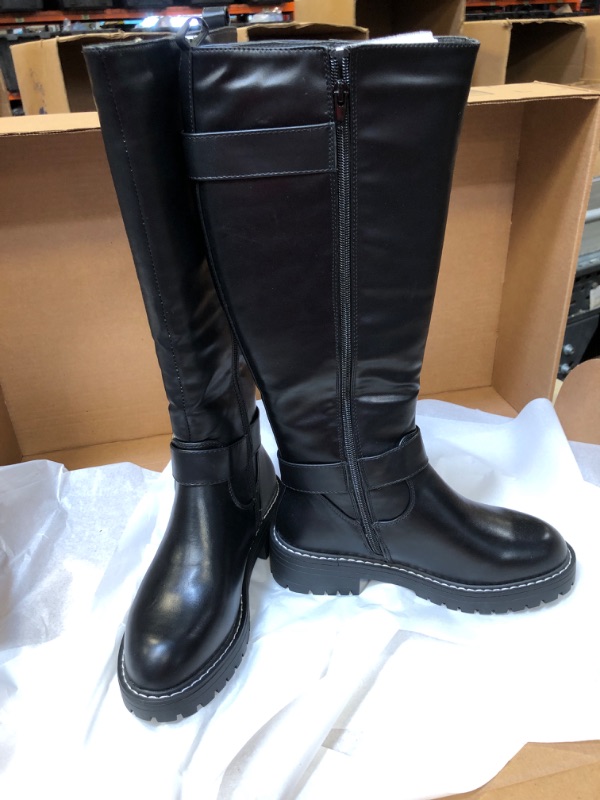 Photo 1 of Size 7----Women's Round Toe Knee High Riding Boots Side Zipper Mid Heel Boot