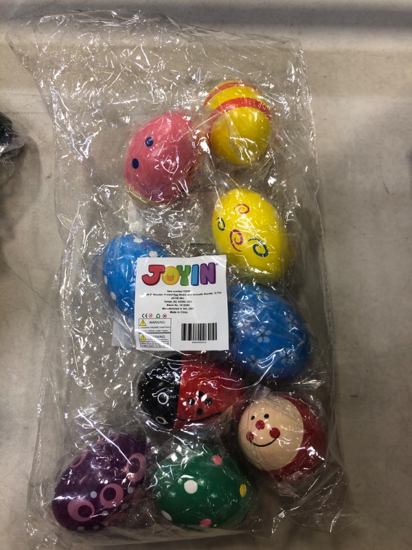 Photo 2 of JOYIN 12 Pieces 3" Wooden Egg Shakers Maracas Percussion Musical for Party Favors, Classroom Prize Supplies, Musical Instrument, Basket Stuffers Fillers, Easter Hunt