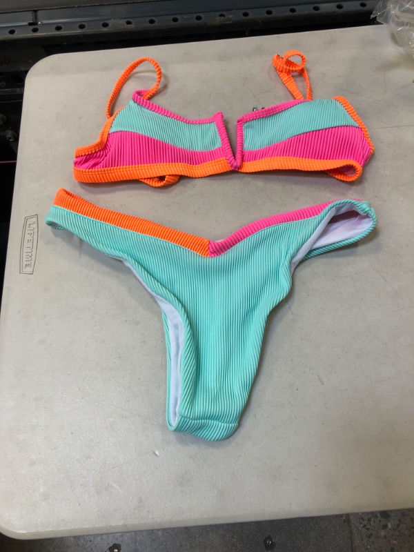 Photo 1 of  WOMENS TWO PIECE SWIMSUIT
 SIZE SMALL 
