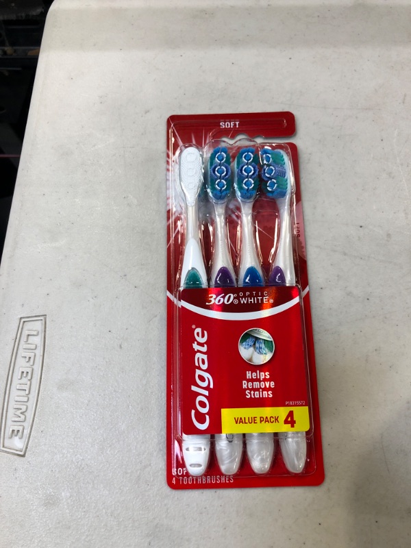 Photo 2 of (Pack of 4) Colgate 360 Optic White Whitening Toothbrush Soft
