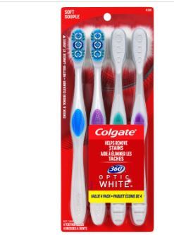 Photo 1 of (Pack of 4) Colgate 360 Optic White Whitening Toothbrush Soft
