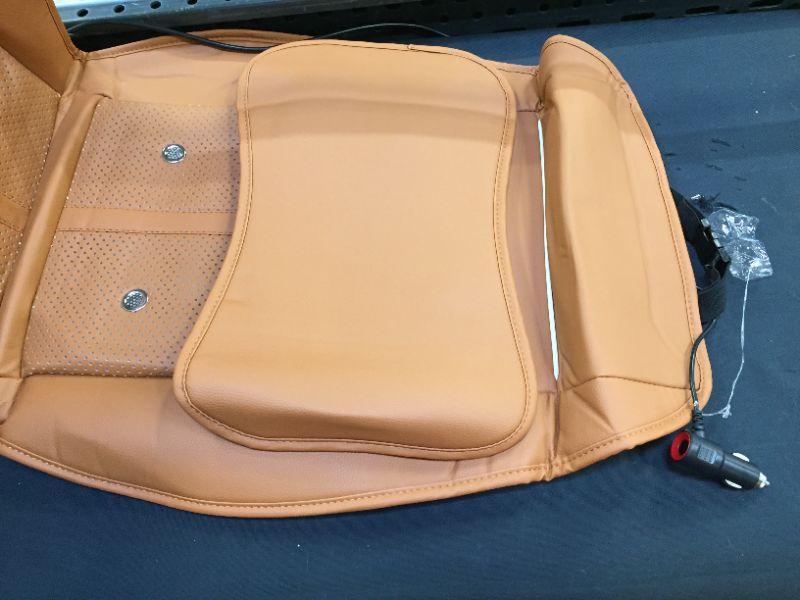 Photo 3 of 3 In 1 Leather Car Cooling Warm Heated Massage Seat Cushion Cover with 8 Fan Universal - Coffee
