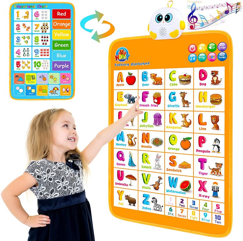 Photo 1 of Electronic Alphabet Wall Chart, Talking ABC Interactive Alphabet Poster at Daycare, Preschool, Kindergarten for Toddlers, Kids Educational Learning Toys Birthday Gifts for 1 2 3 4 Year Old Girls Boys
