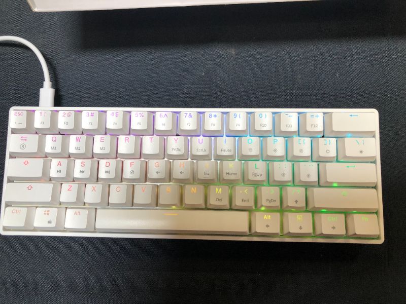 Photo 3 of HK GAMING GK61 Mechanical Gaming Keyboard 60 Percent | 61 RGB Rainbow LED Backlit Programmable Keys | USB Wired | for Mac and Windows PC | Hotswap Gateron Optical Black Switches | White
