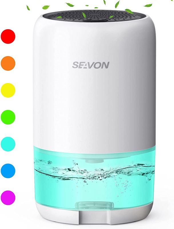 Photo 1 of SEAVON 35oz Dehumidifiers for Home, 2500 Cubic Feet (260 sq ft), Quiet Dehumidifier with Two Modes and 7 Color LED Lights, Portable Small Dehumidifiers for Bedroom Bathroom Basements Closet RV
