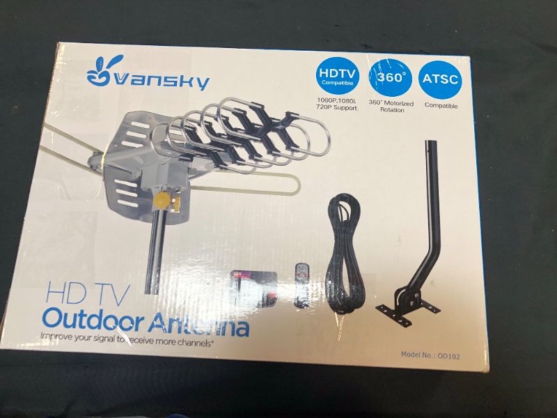 Photo 6 of Vansky TV antenna for smart TV- 250 miles long range OTA amplified antenna TV digital HD outdoor support 4K 1080P UHF VHF and 2 TVs wireless remote rotation control 33ft coax cable and mounting pole 
