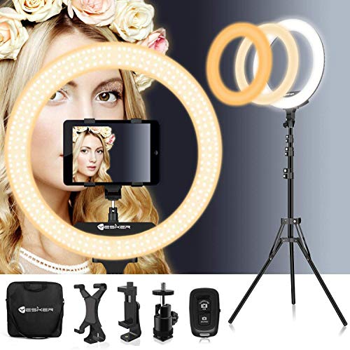 Photo 1 of 8 Inch Ring Light with Tripod Stand iPad Holder LED Ringlight Color Temperature 3200K to 5500K Makeup Ringlights with Phone Holder Carry Bag Camera Video Shoot Selfie Portrait