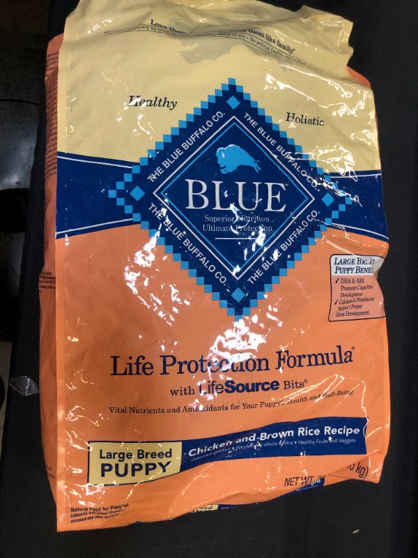 Photo 2 of BLUE Life Protection Formula Puppy Large Breed Chicken and Brown Rice Dry Dog Food 30-lb--bb April 2022