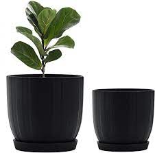 Photo 1 of FairyLavie High-end Plant Pots, 7.3+5.9 Inch Ceramic Pots Planters with Drainage Hole and Saucers, Flower Pots for Indoor Outdoor Plant, Great for Home Decor