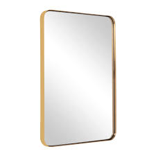 Photo 1 of ANDY STAR 24 x 36 Inch Rectangular Hanging Metal Frame Wall Mirror, Brushed Gold - 24 x 36 x 1 inches
