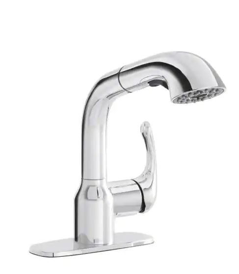 Photo 1 of Dunning Single-Handle Pull-Out Laundry Faucet with Dual Spray Function in Chrome
