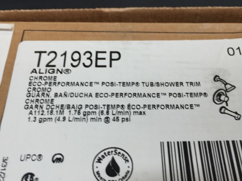 Photo 3 of Align Single-Handle Posi-Temp Eco-Performance Tub and Shower Faucet Trim Kit in Chrome (Valve Not Included)
