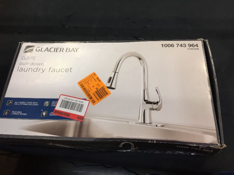 Photo 2 of Clare Single Handle Pull Down Laundry Utility Faucet in Chrome
