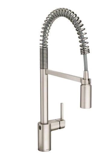 Photo 1 of Align 1-Handle Pre-Rinse Spring Pulldown Kitchen Faucet with MotionSense Wave and Power Clean in Spot Resist Stainless
