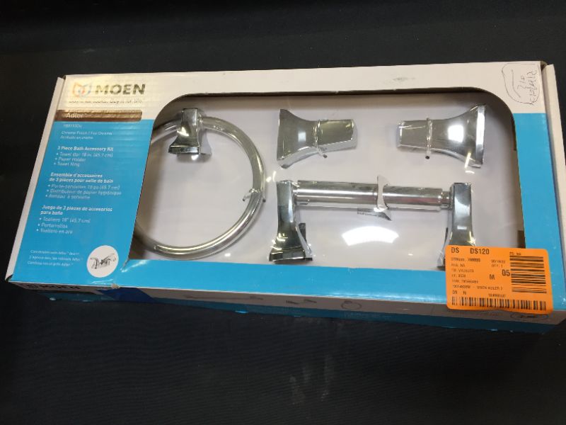 Photo 2 of Adler 3-Piece Bath Hardware Set with 18 in. Towel Bar in Chrome
