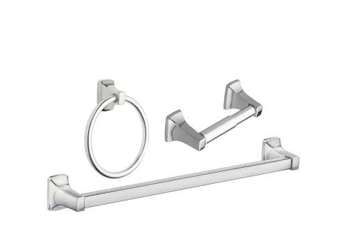 Photo 1 of Adler 3-Piece Bath Hardware Set with 18 in. Towel Bar in Chrome
