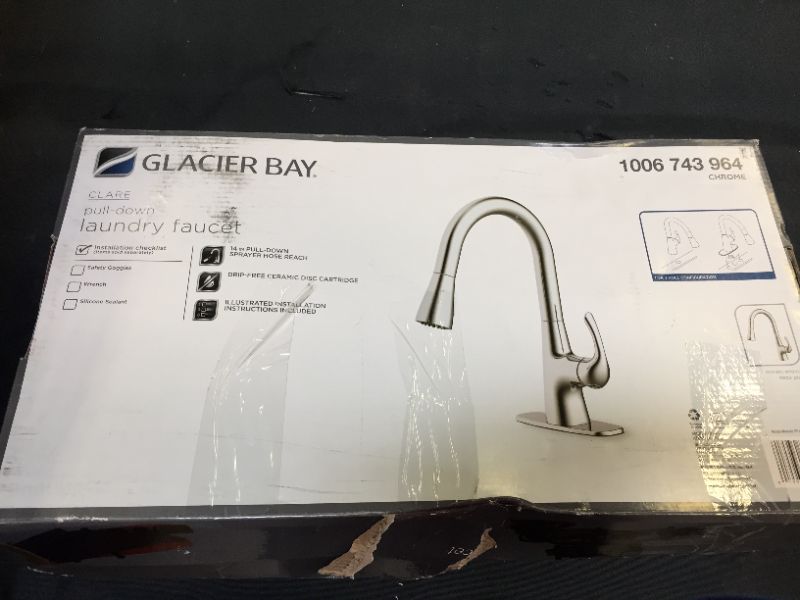Photo 1 of Clare Single Handle Pull Down Laundry Utility Faucet in Chrome

