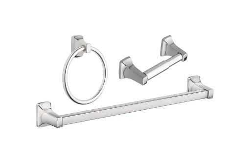 Photo 1 of Adler 3-Piece Bath Hardware Set with 18 in. Towel Bar in Chrome
