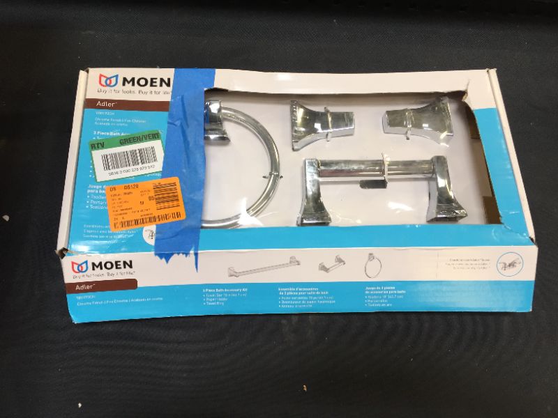 Photo 2 of Adler 3-Piece Bath Hardware Set with 18 in. Towel Bar in Chrome
