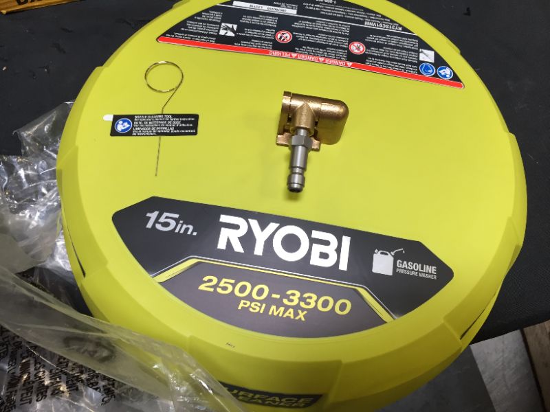 Photo 3 of 15 in. 3300 PSI Surface Cleaner for Gas Pressure Washer--Ryobi, box says dewalt, Ryobi is the item 

