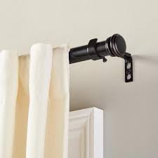 Photo 1 of 36 in. - 72 in. Mix and Match Telescoping 1 in. Single Curtain Rod in Matte Black
