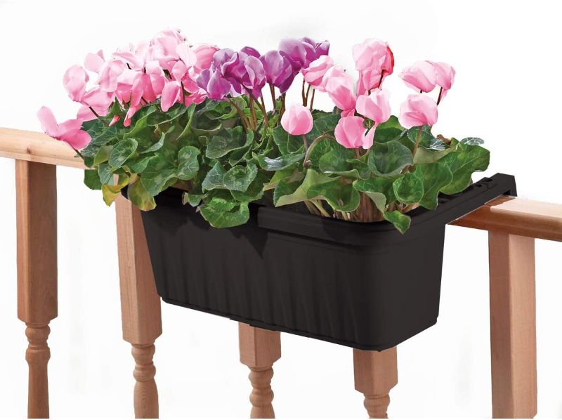 Photo 3 of  24" Adjustable Railing Planter, Black 2 pcs 
