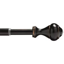 Photo 1 of 28 in. - 48 in. Single Curtain Rod in Oil Rubbed Bronze with Finial
